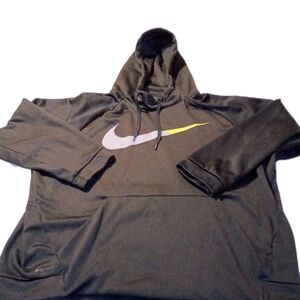 Nike Black Hoodie with White and Yellow Swoosh